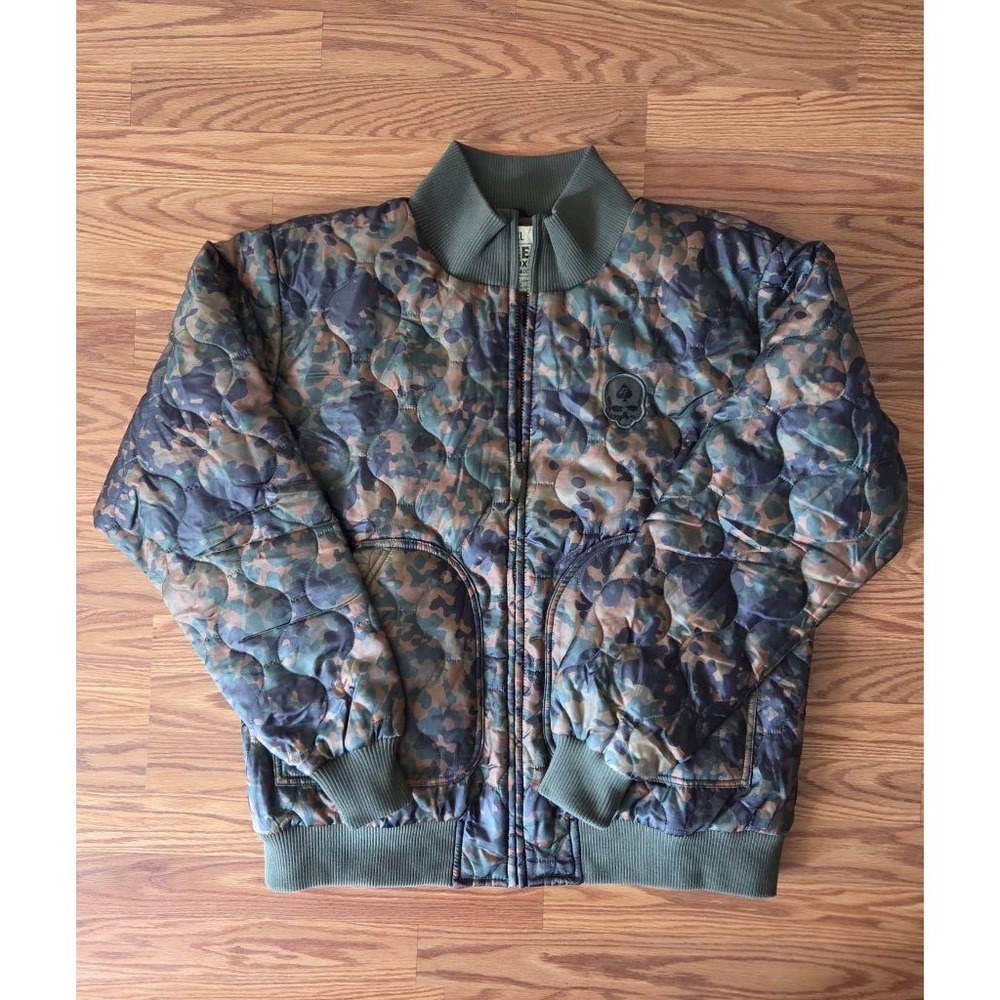 Zero Foxtrot Woobie Tanker Jacket XL Flecktarn Camo Quilted Fleece Lined Bomber